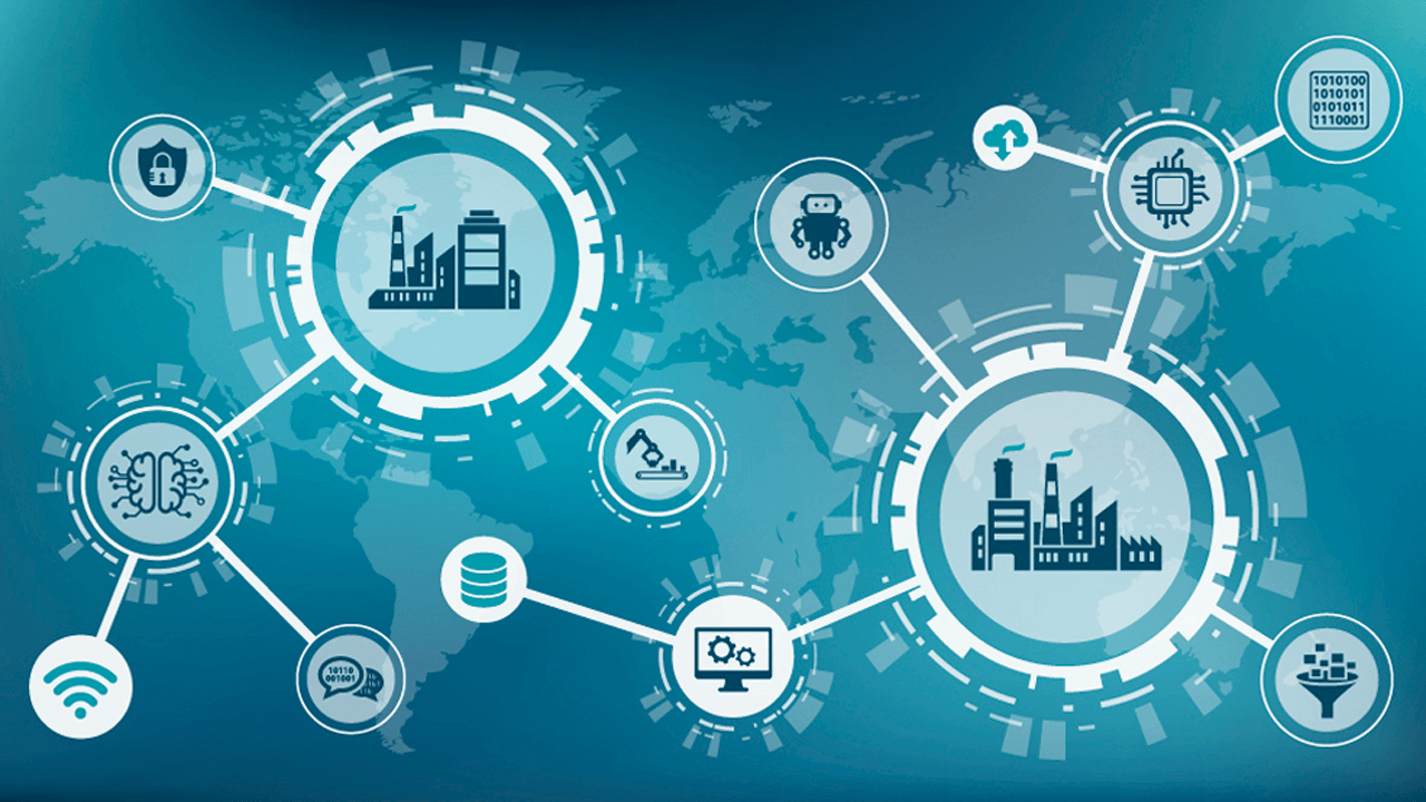 Stylized system architecture diagram