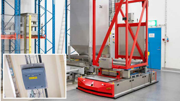 In the weighing and dispensing area, AGVs can communicate weight readings back to the PLC in real time via a wireless network that is also part of the Scalance W solution.