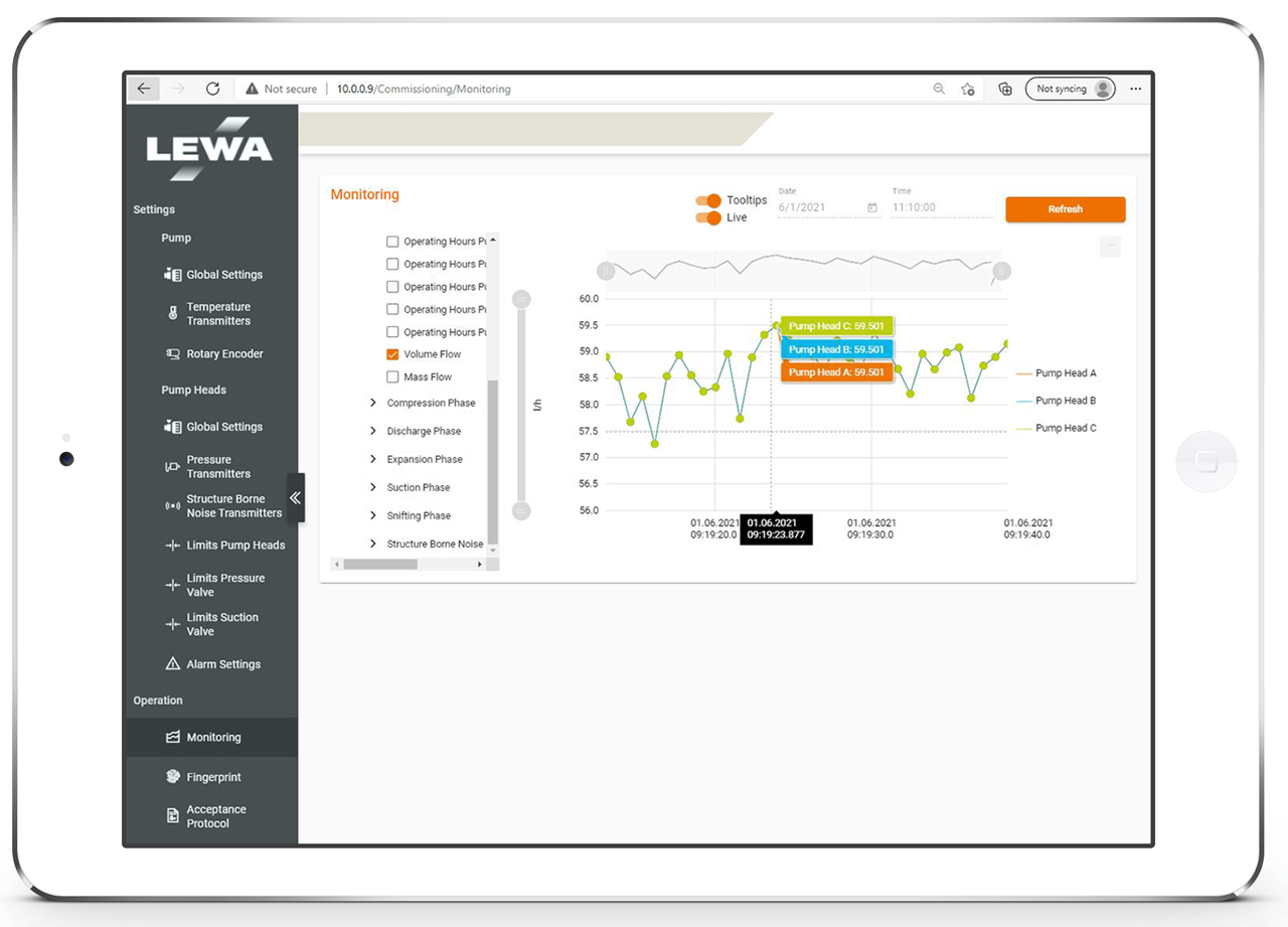 Thanks to the structure-borne sound characteristics, wear and tear on valves can even be detected before it becomes measurable in the flow rate of the system.