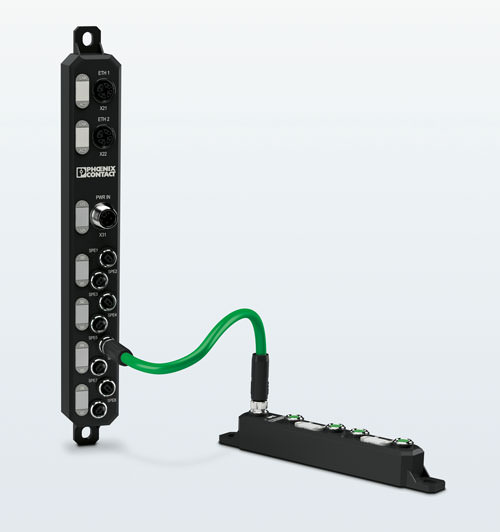 The M8 device connectors enable compact and standardized connection for SPE switches or sensors in the field, for example.