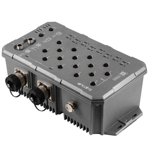 Antaira PoE M12 10 Gigabit fiber Ethernet switches are IP67 rated for harsh industrial environments including resistance to moisture, dust, vibration and shock.