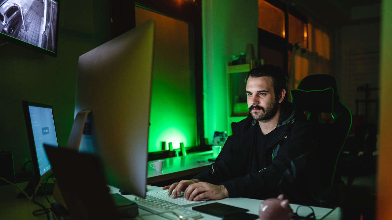 Engineer sitting at desk