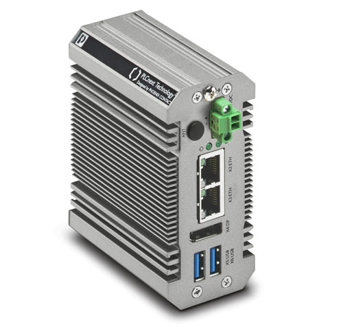 The EPC 1502 edge computer from Phoenix Contact with a large data storage system, high-performance hardware, and unconventional interfaces compared to a traditional PLC.