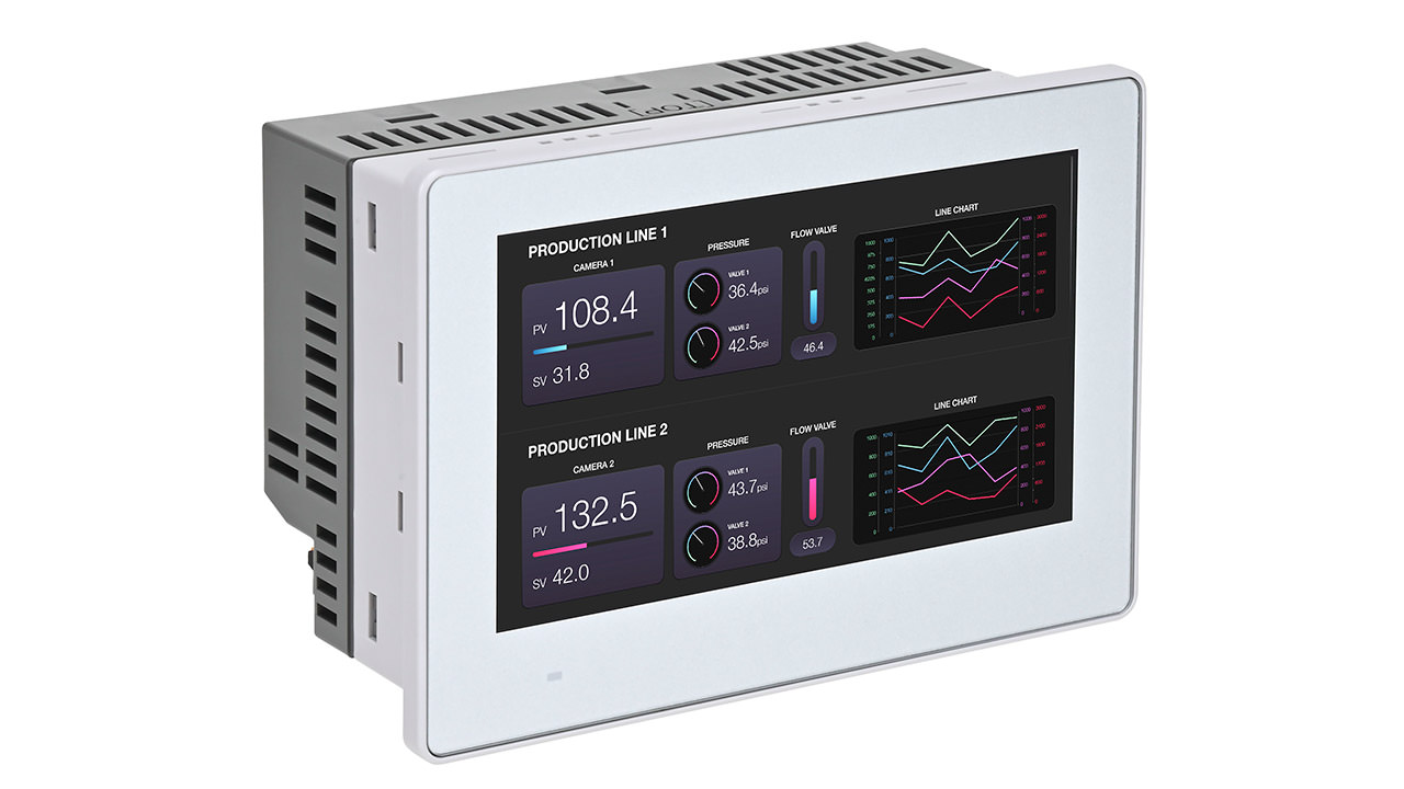 A conveniently-sized and industrially-tough 4.3” multi-touch display, along with an integrated controller and expandable I/O, makes the FT1J Series ideal for visualizing and automating equipment and machinery.