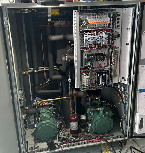 A look inside a CryoPhit USA chamber's refrigeration and control system.