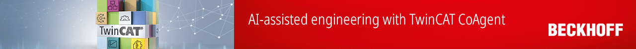 Beckhoff banner ad: AI assisted engineering with TwinCAT CoAgent