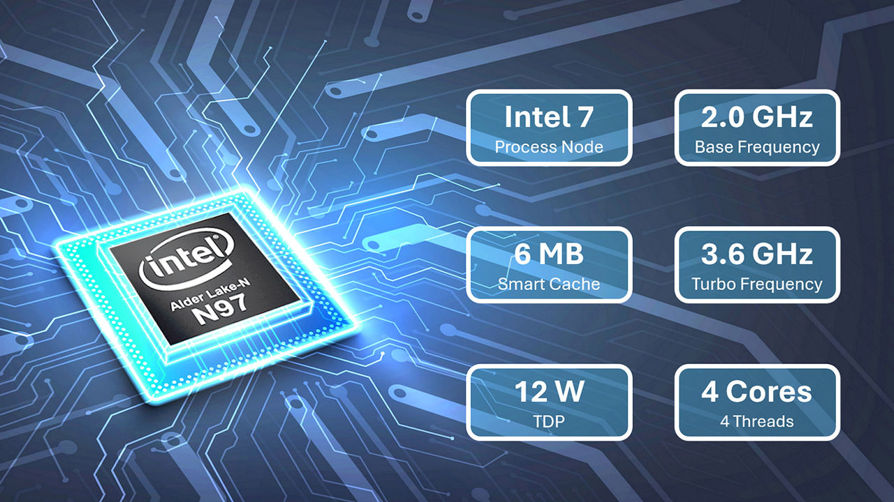 Built on the Intel® Alder Lake-N N97 processor, the DPC-9000 Series delivers improved computing power, faster multitasking, and higher power efficiency
