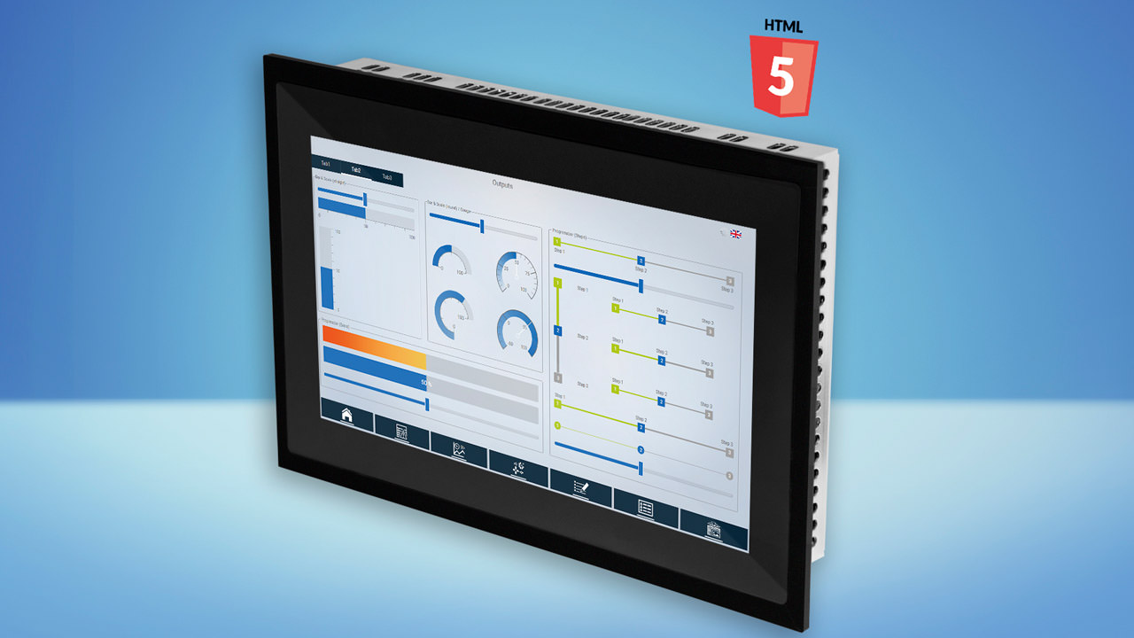The ET 0711-02 from SIGMATEK offers powerful performance, ideal for HTML5 visualizations. It comes in a black aluminum frame, with numerous interfaces, and supports OPC UA communication.