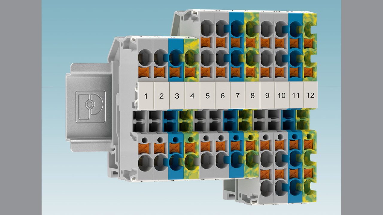 Terminal blocks with a nominal cross-section of 4 mm² and enable consistent, tool-free wiring for conductor cross-sections from 0.34 to 25 mm².