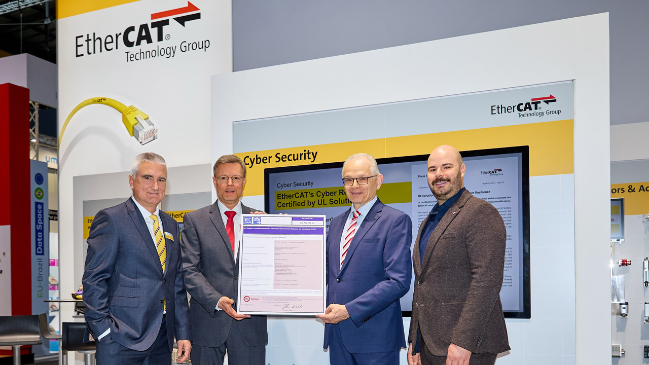 UL certificates confirm the EtherCAT Technology Group’s assessment and demonstrate that EtherCAT meets IEC 62443 / CRA requirements for Security Level 2 without modifications.