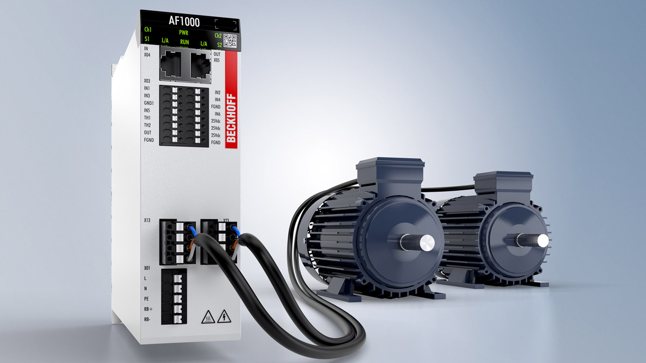 The new cost-effective AF1000 Variable Frequency Drive from Beckhoff boosts low-demand applications with high flexibility. This compact and highly modular economy variable frequency drive series is designed for low-to-medium power requirements.