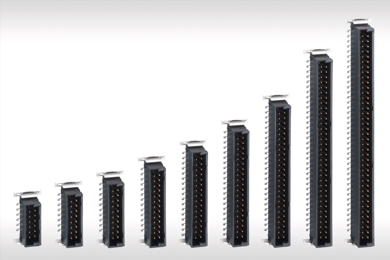 Design flexibility due to various configurations, such as different pin counts, heights and orientations.