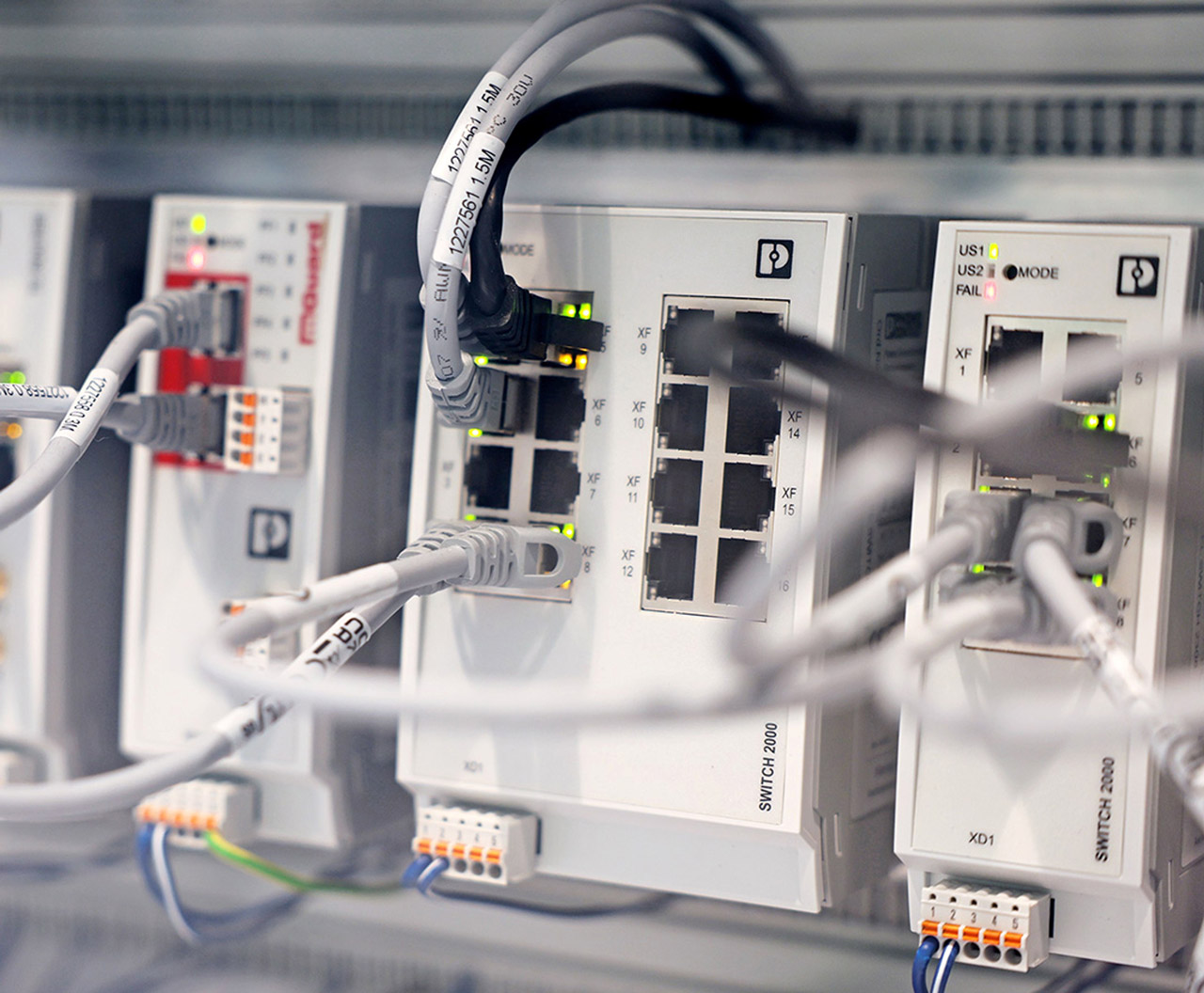 Figure 3: Use of managed switches and security routers in the control cabinet.